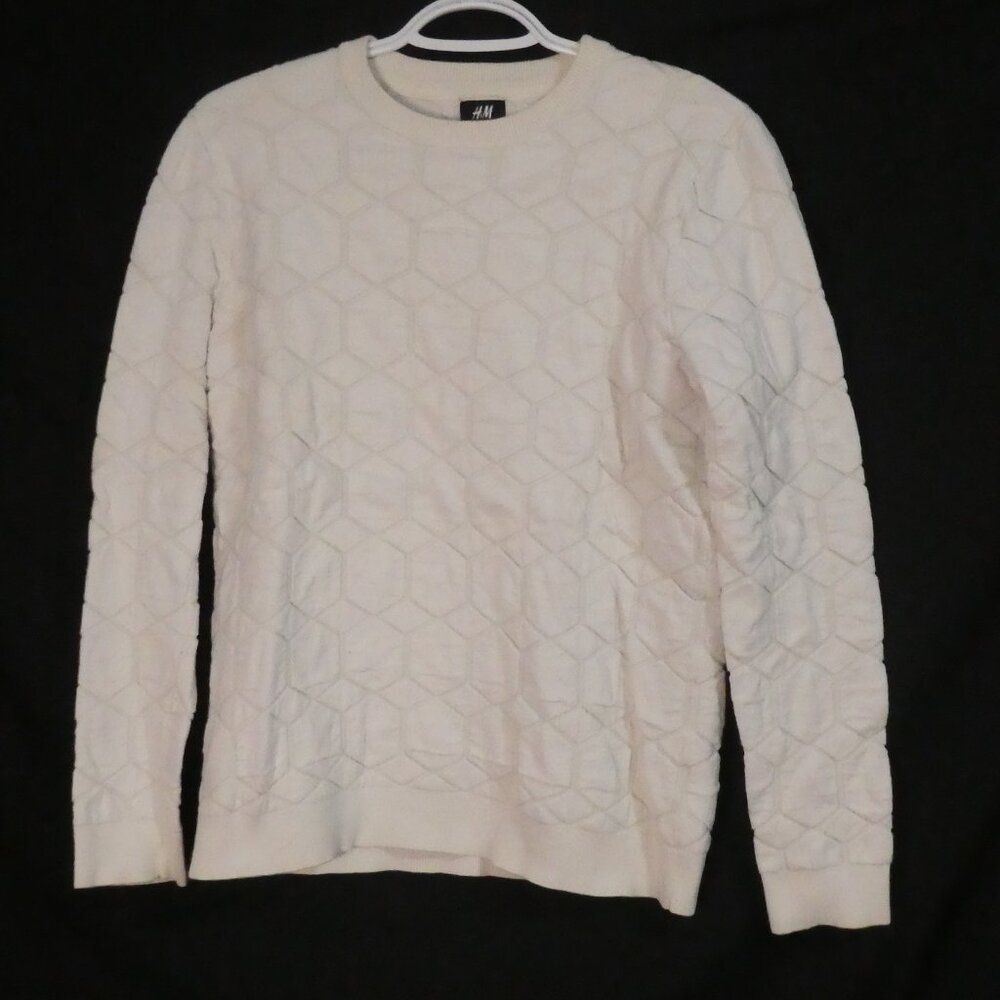 H&M | small | White Geometric Pattern Crew Neck Sweater